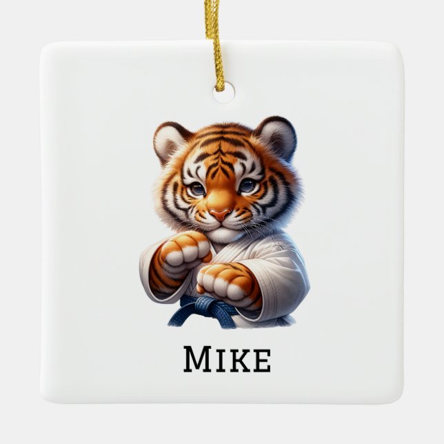 Personalised Karateka/Karate Christmas Ceramic Ornament (Front)