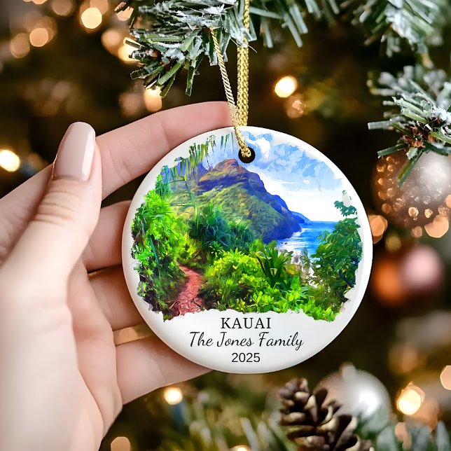 Personalised Kauai Ornament, Hawaii Gift Ceramic Ornament (Creator Uploaded)