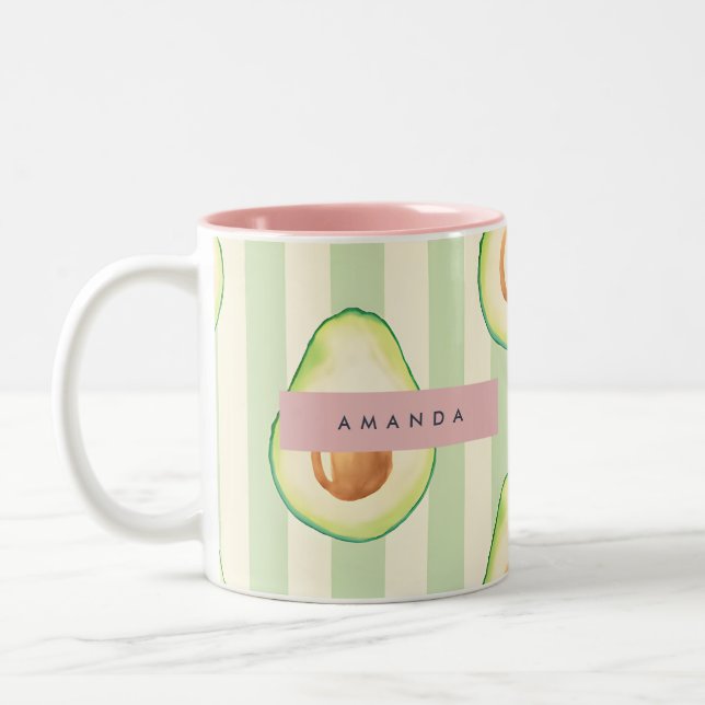 Personalised Kawaii Avocado Pattern Two-Tone Coffee Mug (Left)
