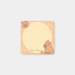 Personalised Kawaii Capybara Orange Sticky Notes