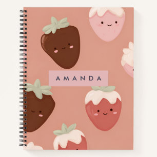 Personalised Kawaii Chocolate Strawberry Pattern Notebook