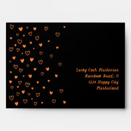 Personalised Kawaii Cute Black Hearts Snail Mail Envelope