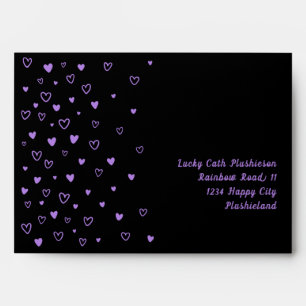 Personalised Kawaii Cute Black Hearts Snail Mail Envelope