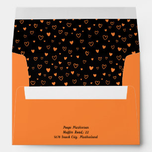 Personalised Kawaii Cute Black Hearts Snail Mail Envelope