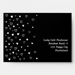 Personalised Kawaii Cute Black Hearts Snail Mail Envelope