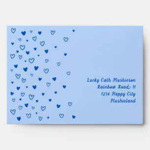 Personalised Kawaii Cute Dark Blue Hearts Envelope