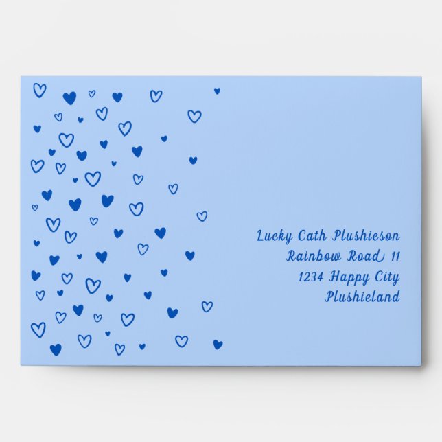 Personalised Kawaii Cute Dark Blue Hearts  Envelope (Front)