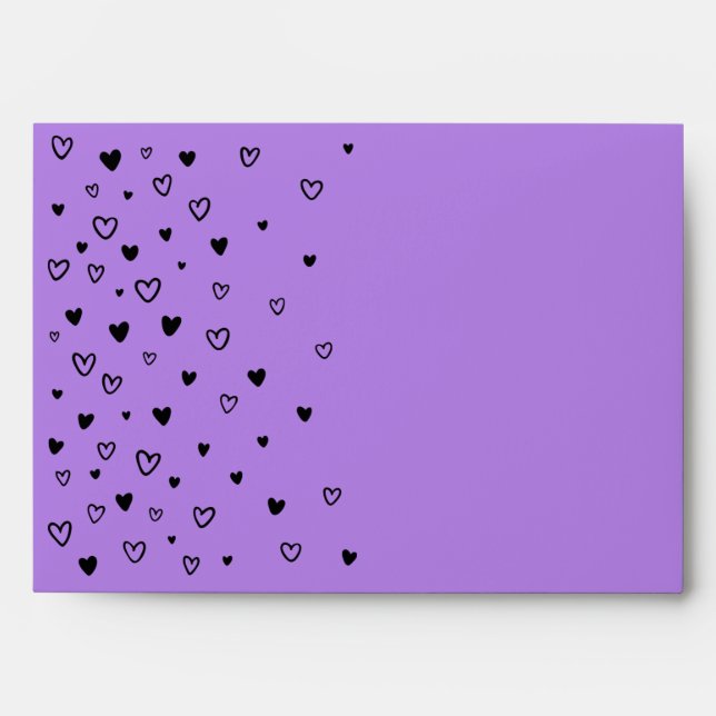 Personalised Kawaii Cute Halloween Black Hearts Envelope (Front)