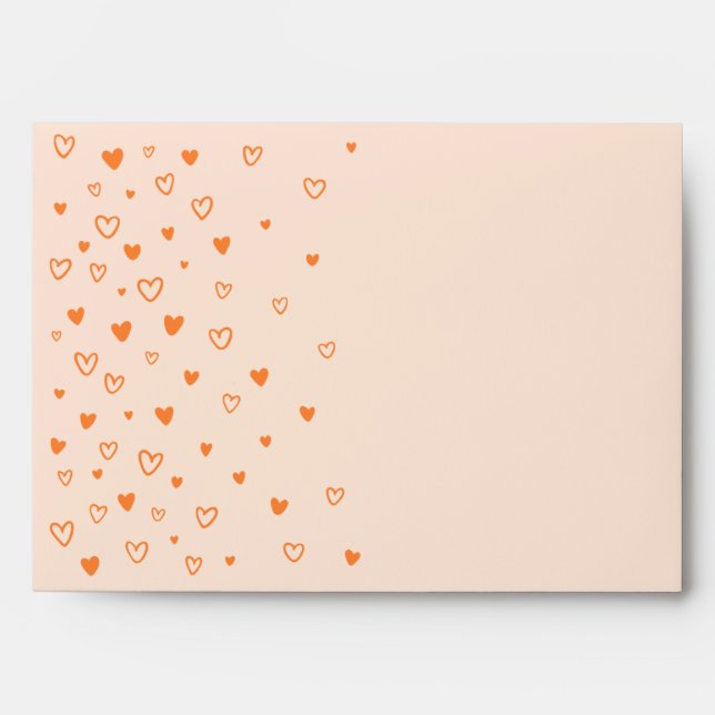 Personalised Kawaii Cute Orange Hearts Love  Envelope (Front)
