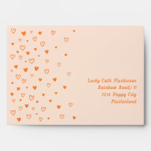 Personalised Kawaii Cute Orange Hearts Pastel Envelope