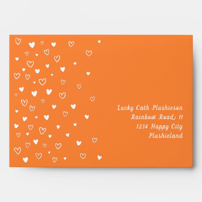 Personalised Kawaii Cute Orange Hearts Snail Mail Envelope (Front)