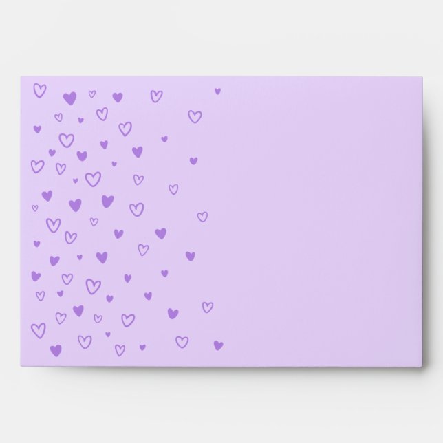 Personalised Kawaii Cute Pastel Purple Hearts Love Envelope (Front)