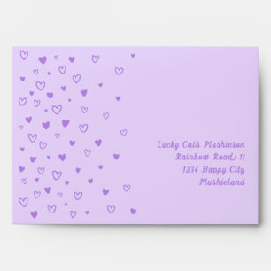 Personalised Kawaii Cute Purple Hearts Pastel Envelope