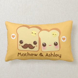 Personalised - Kawaii cute toasts couple Lumbar Cushion