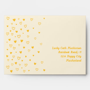 Personalised Kawaii Cute Yellow Hearts Pastel Envelope