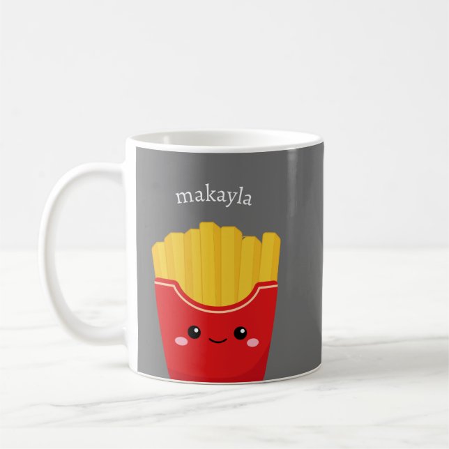"Personalised Kawaii French Fries Mug" Coffee Mug (Left)