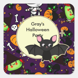 Personalised Kawaii Halloween labels say Thank you