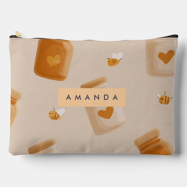 Personalised Kawaii Honey Jar Pattern Accessory Pouch (Front)