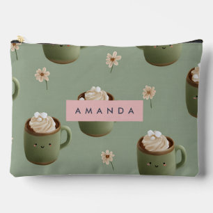Personalised Kawaii Hot Cocoa Pattern Accessory Pouch