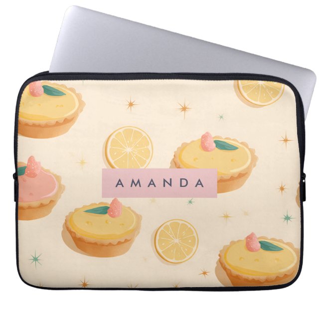 Personalised Kawaii Lemon Tart Pattern Laptop Sleeve (Front)