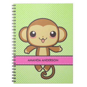 Personalised Kawaii Monkey Notebook/Journal Notebook