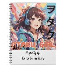 Personalised Kawaii Otaku Girl Anime Notebook