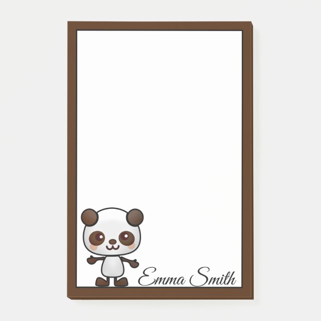Personalised Kawaii Panda Bear Post-It Notes (Front)