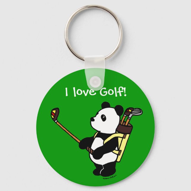 Personalised Kawaii Panda Golfer Key Ring (Front)