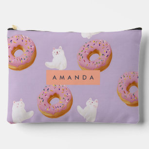 Personalised Kawaii Pastel Doughnuts Pattern Accessory Pouch