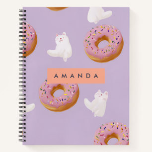 Personalised Kawaii Pastel Doughnuts Pattern Notebook