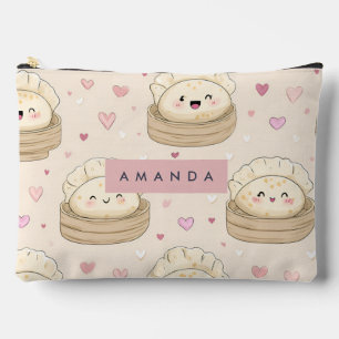 Personalised Kawaii Pastel Dumpling Pattern Accessory Pouch