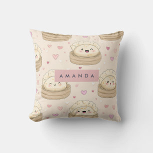 Personalised Kawaii Pastel Dumpling Pattern Cushion