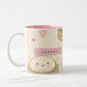 Personalised Kawaii Pastel Dumpling Pattern Two-Tone Coffee Mug