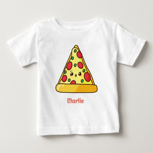Personalised Kawaii Pizza Baby T-Shirt (Front)