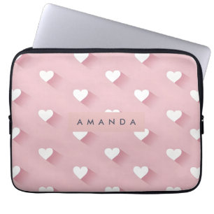 Personalised Kawaii Soft Pink Heart  Laptop Sleeve
