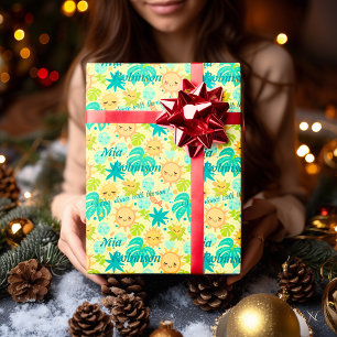 Personalised Kawaii Sun & Tropical Nature Colours  Wrapping Paper