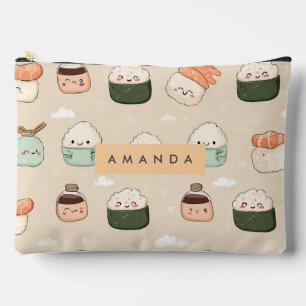 Personalised Kawaii Sushi Japanese Food Pattern Accessory Pouch