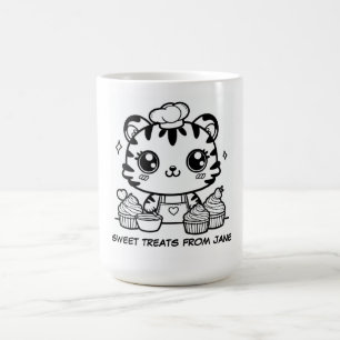 Personalised Kawaii Tiger Baker Mug Cute Cupcake