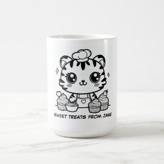 Personalised Kawaii Tiger Baker Mug | Cute Cupcake