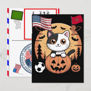 Personalised Kawaii Witch Cat World Cup Celebratio Holiday Postcard