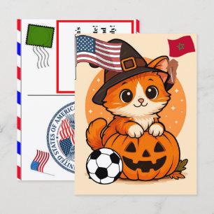 Personalised Kawaii Witch Cat World Cup Celebratio Holiday Postcard