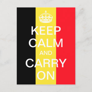 Personalised KEEP CALM and CARRY ON - Belgium flag Postcard