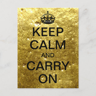 Personalised KEEP CALM and CARRY ON - gold stone Postcard