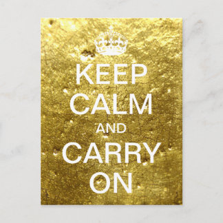 Personalised KEEP CALM and CARRY ON - gold stone Postcard