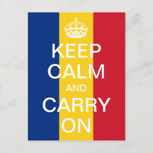 Personalised KEEP CALM and CARRY ON - Romania flag Postcard