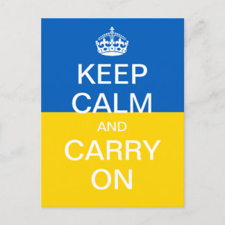 Personalised KEEP CALM and CARRY ON - Ukraine flag Postcard