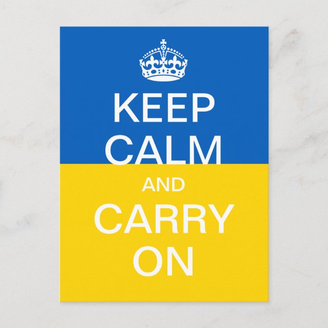 Personalised KEEP CALM and CARRY ON - Ukraine flag Postcard (Front)