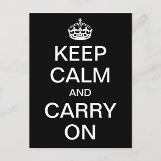 Personalised KEEP CALM and CARRY ON - white words Postcard