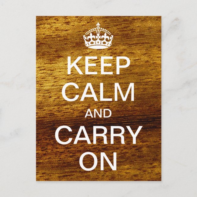 Personalised KEEP CALM and CARRY ON - wood Postcard (Front)
