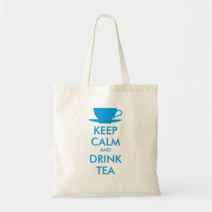Personalised KEEP CALM and DRINK TEA - blue cup Tote Bag
